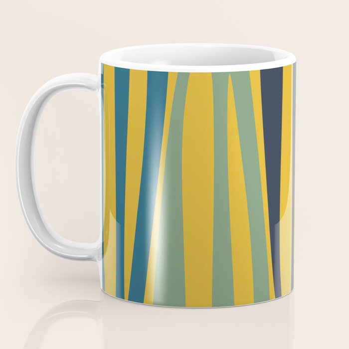 Midcentury Terzo Stripes Abstract Minimalist Pattern Mustard Blue Orange Coffee Mug Gallery Image 3