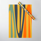 Midcentury Terzo Stripes Abstract Minimalist Pattern Mustard Blue Orange Wrapping Paper Gallery Image 1