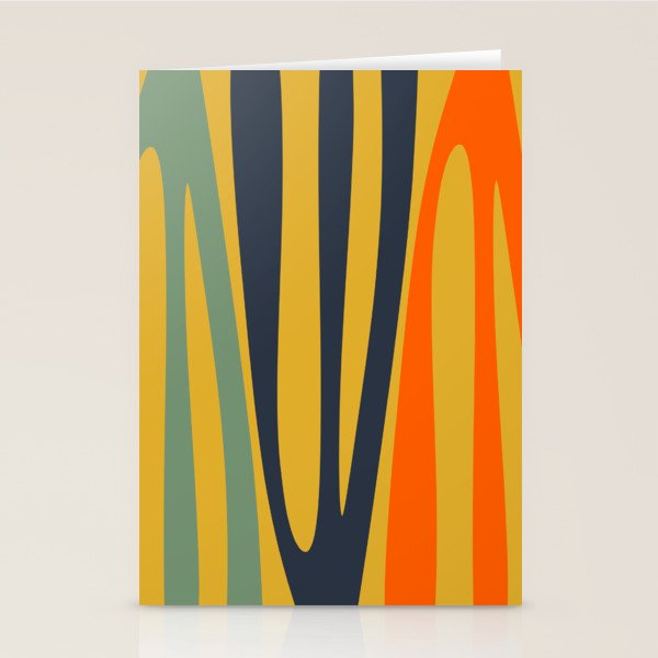 Midcentury Terzo Stripes Abstract Minimalist Pattern Mustard Blue Orange Stationery Card Gallery Image 1