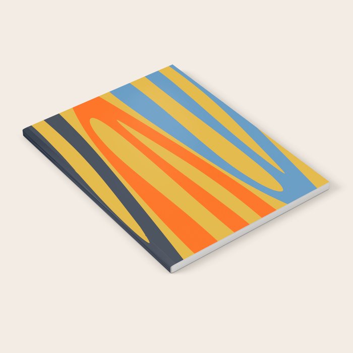 Midcentury Terzo Stripes Abstract Minimalist Pattern Mustard Blue Orange Notebook Gallery Image 2