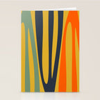 Midcentury Terzo Stripes Abstract Minimalist Pattern Mustard Blue Orange Stationery Card Gallery Image 2