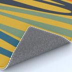 Midcentury Terzo Stripes Abstract Minimalist Pattern Mustard Blue Orange Rug Gallery Image 4