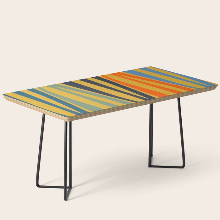 Midcentury Terzo Stripes Abstract Minimalist Pattern Mustard Blue Orange Coffee Table Gallery Image 1