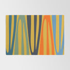 Midcentury Terzo Stripes Abstract Minimalist Pattern Mustard Blue Orange Rug Gallery Image 2