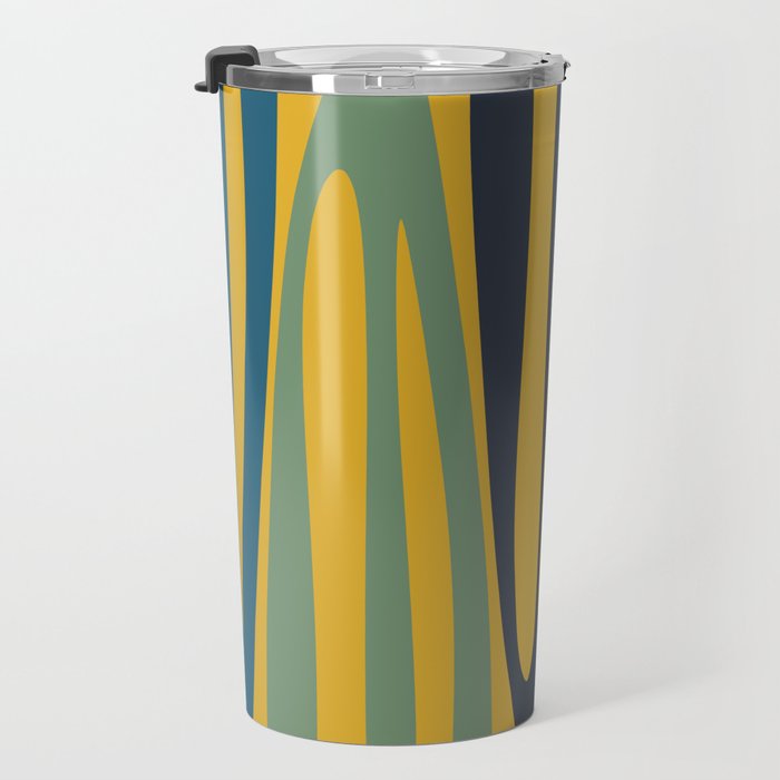 Midcentury Terzo Stripes Abstract Minimalist Pattern Mustard Blue Orange Travel Mug Gallery Image 3