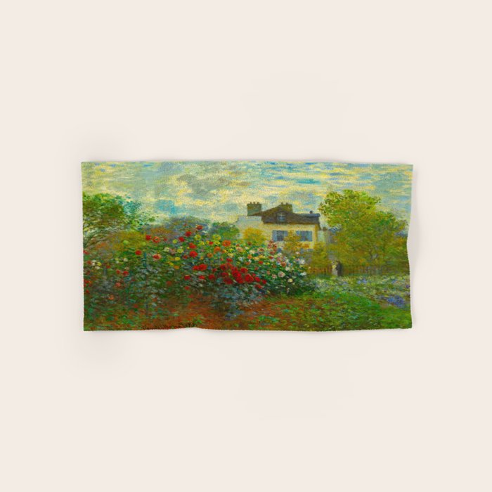 Claude Monet Impressionist Landscape Oil Painting A Corner of the Garden with Dahliass Bath Towel Gallery Image 1
