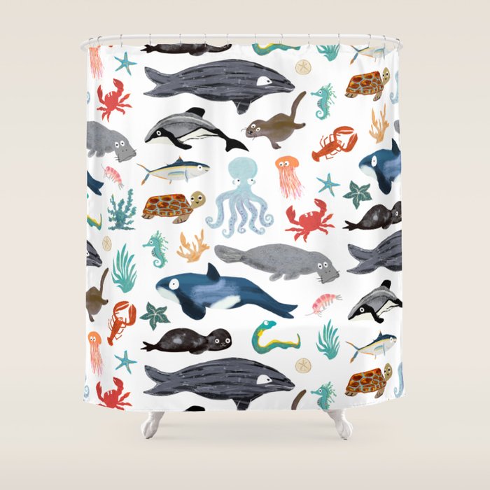 Sea Change: Ocean Animals Shower Curtain Gallery Image 1