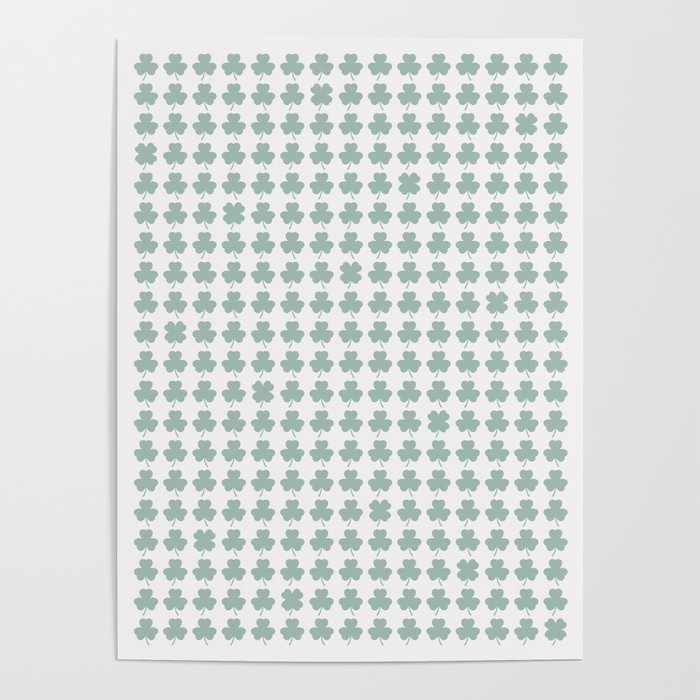 Clovers XXIX Teal Green Botanical Pattern Poster Gallery Image 4