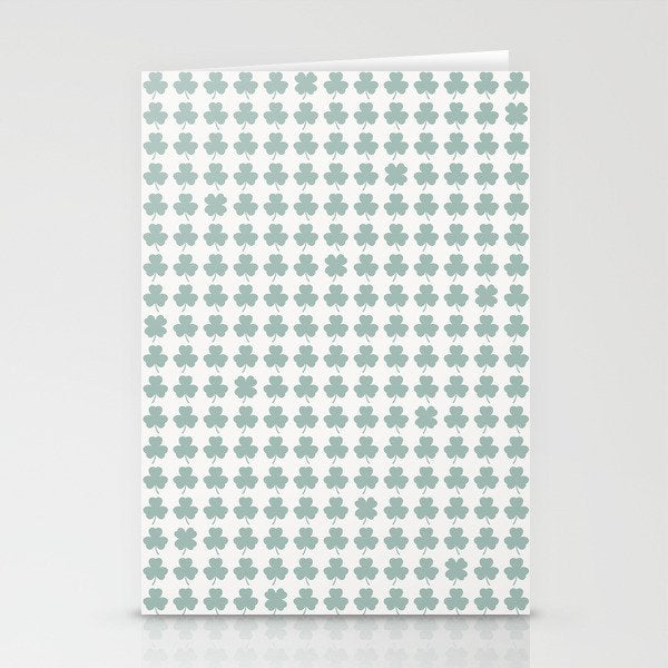 Clovers XXIX Teal Green Botanical Pattern Stationery Card Gallery Image 2