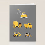 Construction Trucks on Gray Stationery Card Gallery Image 2