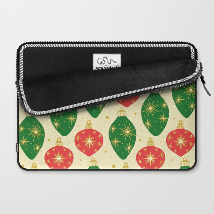Vintage Christmas Ornaments Baubles Red Green Laptop Sleeve Gallery Image 2