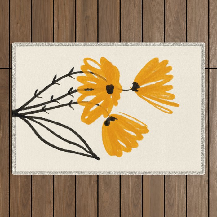 The Cosmo Yellow Flowers 02 Outdoor Rug Gallery Image 1