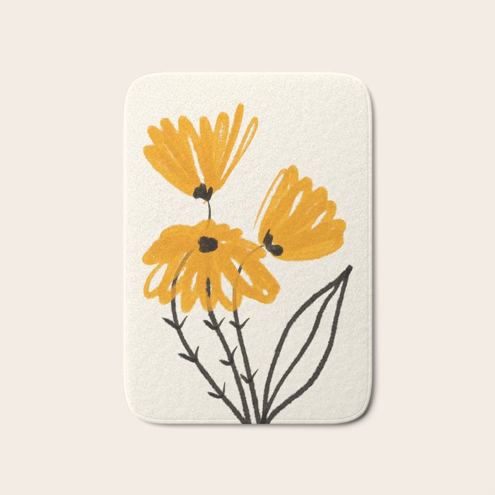 The Cosmo Yellow Flowers 02 Bath Mat Gallery Image 1