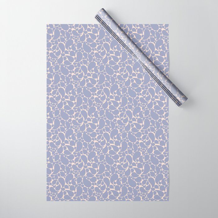 Blue Retro Inspired Paisley Swirl Pattern Wrapping Paper Gallery Image 1