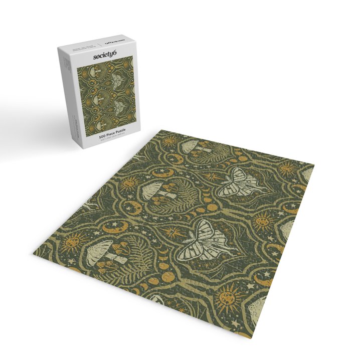 Celestial Forest Damask - fern green Jigsaw Puzzle Gallery Image 2