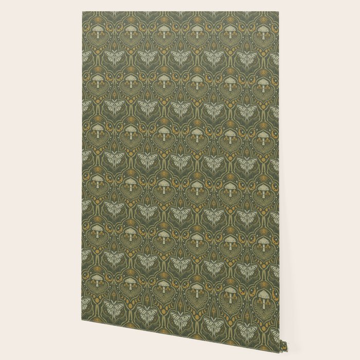 Celestial Forest Damask - fern green Wallpaper Gallery Image 2