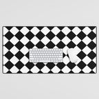 Black and white diamond shape,check,chess pattern  Desk Mat Gallery Image 1