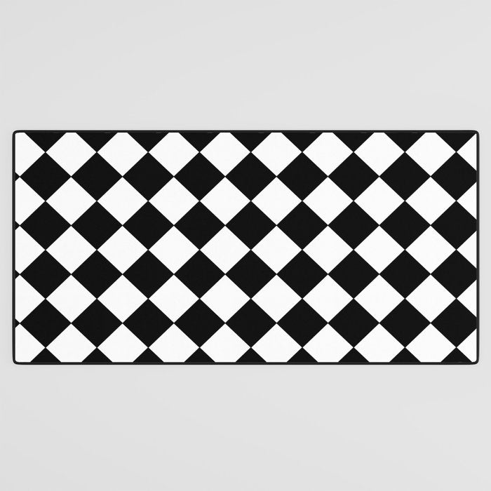 Black and white diamond shape,check,chess pattern  Desk Mat Gallery Image 3