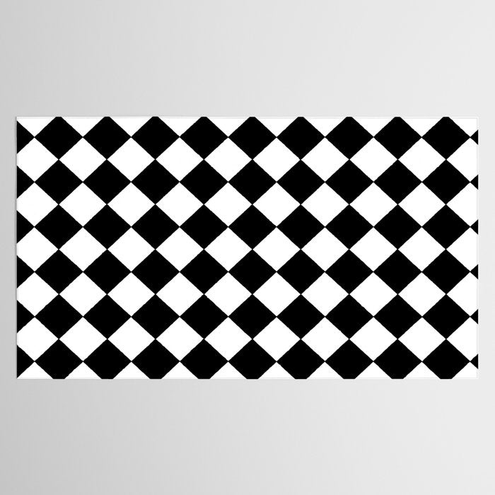 Black and white diamond shape,check,chess pattern  Tablecloth Gallery Image 2