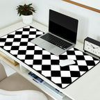 Black and white diamond shape,check,chess pattern  Desk Mat Gallery Image 2