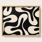 Soft Curves Retro Modern Abstract Pattern in Black and Almond Cream Serving Tray Gallery Image 1