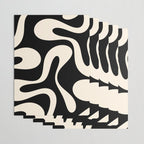 Soft Curves Retro Modern Abstract Pattern in Black and Almond Cream Wrapping Paper Gallery Image 3