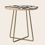 Soft Curves Retro Modern Abstract Pattern in Black and Almond Cream Side Table Gallery Image 1