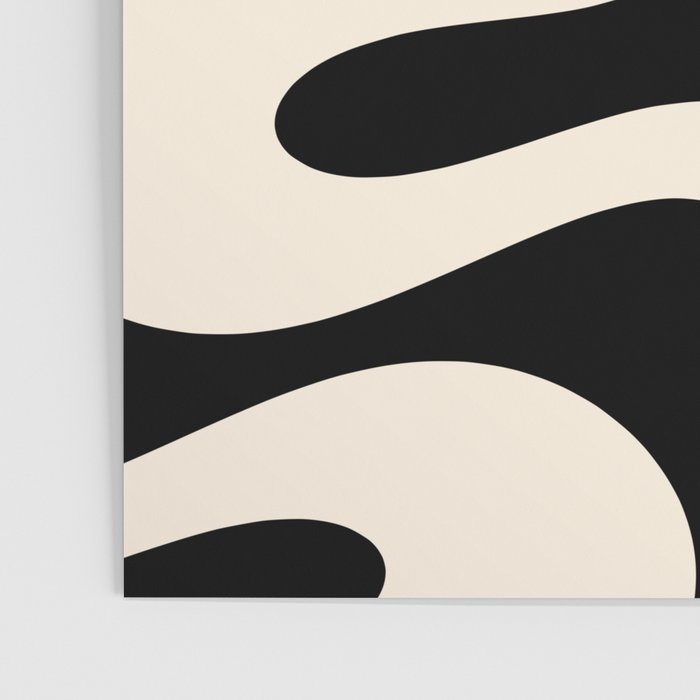 Soft Curves Retro Modern Abstract Pattern in Black and Almond Cream Poster Gallery Image 3