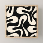 Soft Curves Retro Modern Abstract Pattern in Black and Almond Cream Mini Art Print Gallery Image 1