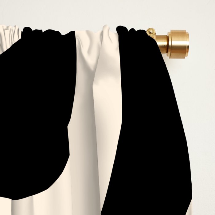 Soft Curves Retro Modern Abstract Pattern in Black and Almond Cream Window Curtain Gallery Image 2