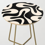 Soft Curves Retro Modern Abstract Pattern in Black and Almond Cream Side Table Gallery Image 2