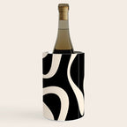 Soft Curves Retro Modern Abstract Pattern in Black and Almond Cream Wine Chiller Gallery Image 1