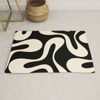 Soft Curves Retro Modern Abstract Pattern in Black and Almond Cream Rug Gallery Image 1