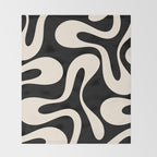 Soft Curves Retro Modern Abstract Pattern in Black and Almond Cream Throw Blanket Gallery Image 2