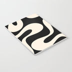 Soft Curves Retro Modern Abstract Pattern in Black and Almond Cream Notebook Gallery Image 3