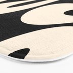 Soft Curves Retro Modern Abstract Pattern in Black and Almond Cream Bath Mat Gallery Image 3