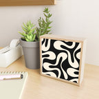 Soft Curves Retro Modern Abstract Pattern in Black and Almond Cream Mini Art Print Gallery Image 2