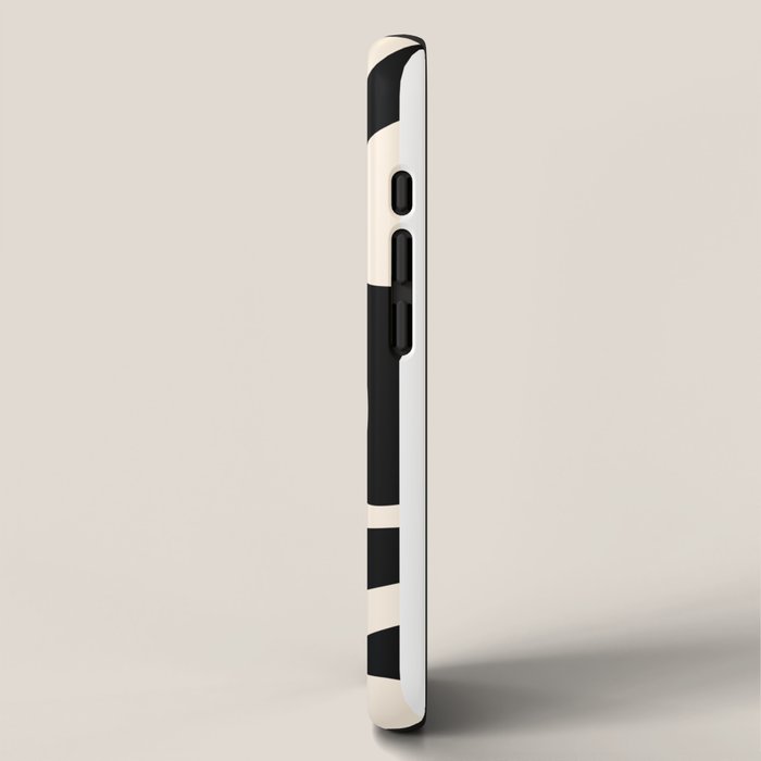 Soft Curves Retro Modern Abstract Pattern in Black and Almond Cream iPhone Case Gallery Image 2