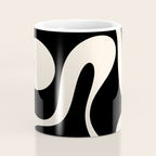 Soft Curves Retro Modern Abstract Pattern in Black and Almond Cream Coffee Mug Gallery Image 4