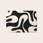 Soft Curves Retro Modern Abstract Pattern in Black and Almond Cream Bath Mat Gallery Image 1