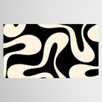 Soft Curves Retro Modern Abstract Pattern in Black and Almond Cream Tablecloth Gallery Image 2