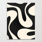 Soft Curves Retro Modern Abstract Pattern in Black and Almond Cream Notebook Gallery Image 4