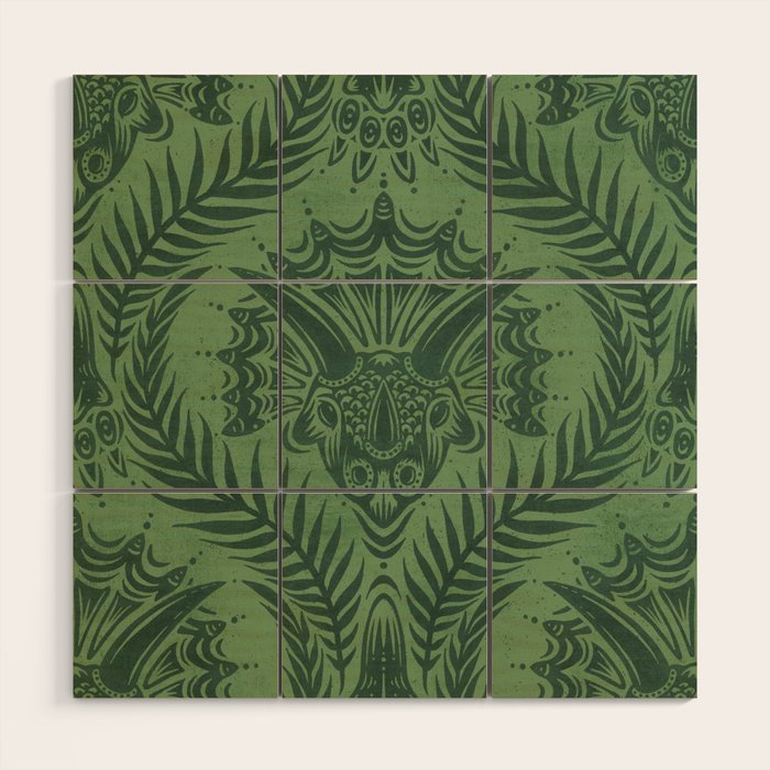 Triceratops Damask - Fern Wood Wall Art Gallery Image 1