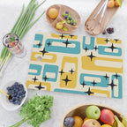 Retro Mid Century Modern Abstract Pattern 224 Blue and Yellow Cutting Board Gallery Image 2