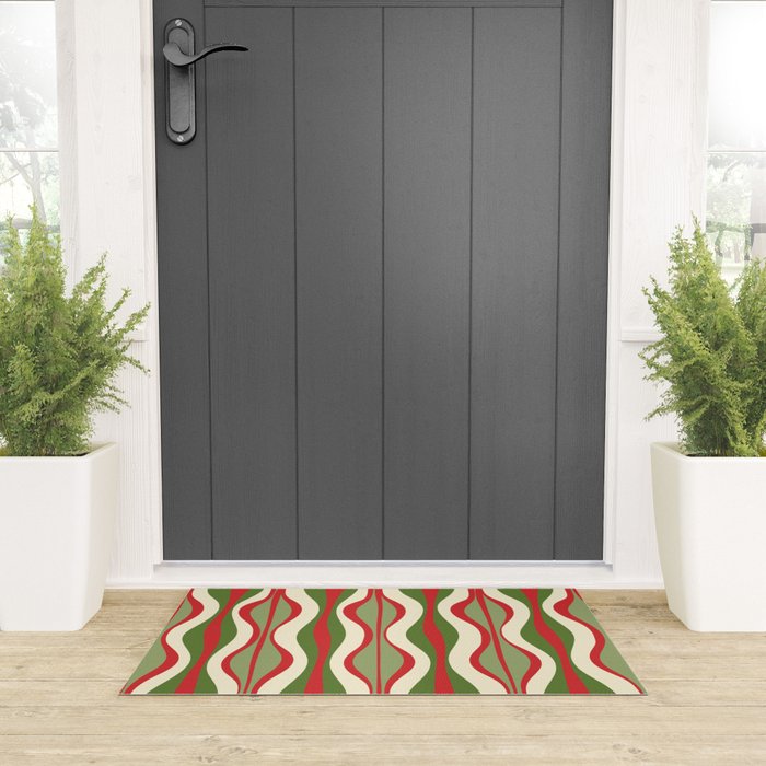 Mod Christmas Retro Xmas Hourglass Abstract Pattern  Welcome Mat Gallery Image 3