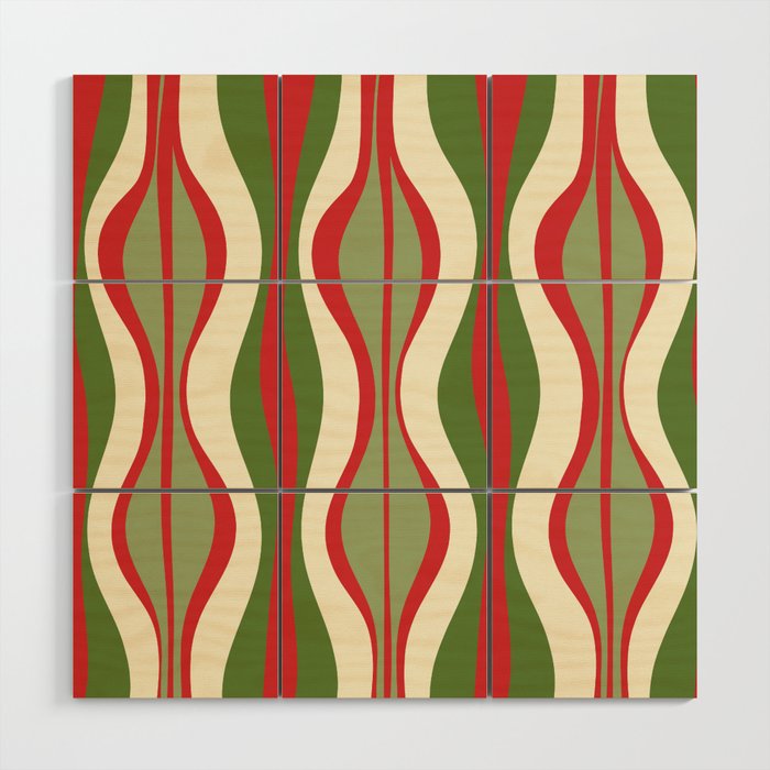 Mod Christmas Retro Xmas Hourglass Abstract Pattern  Wood Wall Art Gallery Image 1