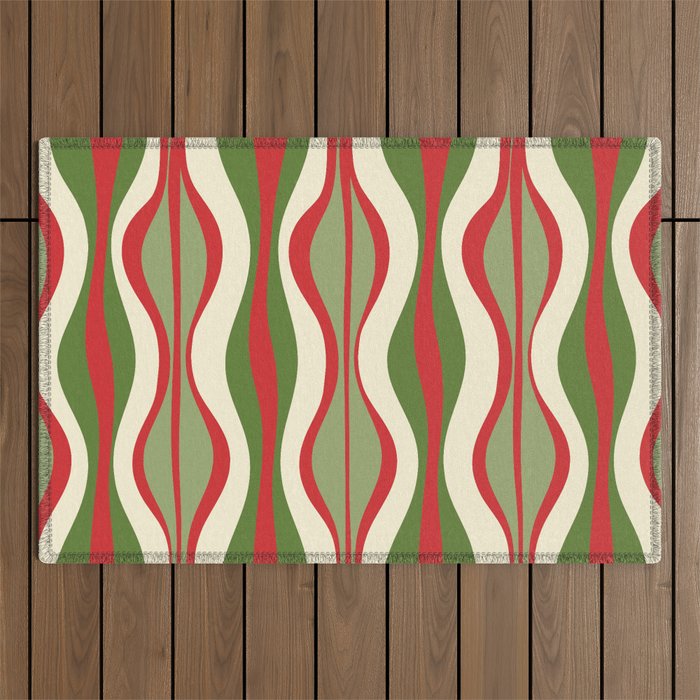 Mod Christmas Retro Xmas Hourglass Abstract Pattern  Outdoor Rug Gallery Image 1