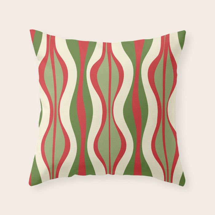 Mod Christmas Retro Xmas Hourglass Abstract Pattern  Throw Pillow Gallery Image 1