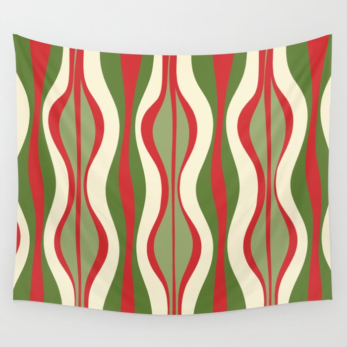 Mod Christmas Retro Xmas Hourglass Abstract Pattern  Wall Tapestry Gallery Image 1