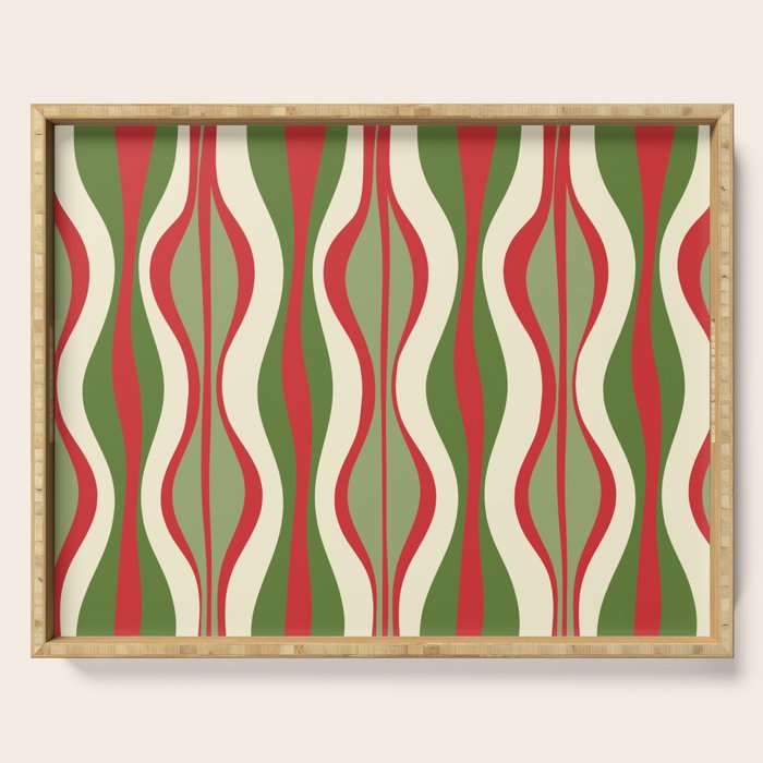Mod Christmas Retro Xmas Hourglass Abstract Pattern  Serving Tray Gallery Image 1